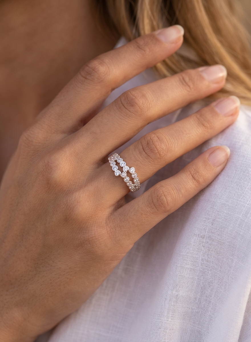 Anillo cubics cruzado - Miniatura 2