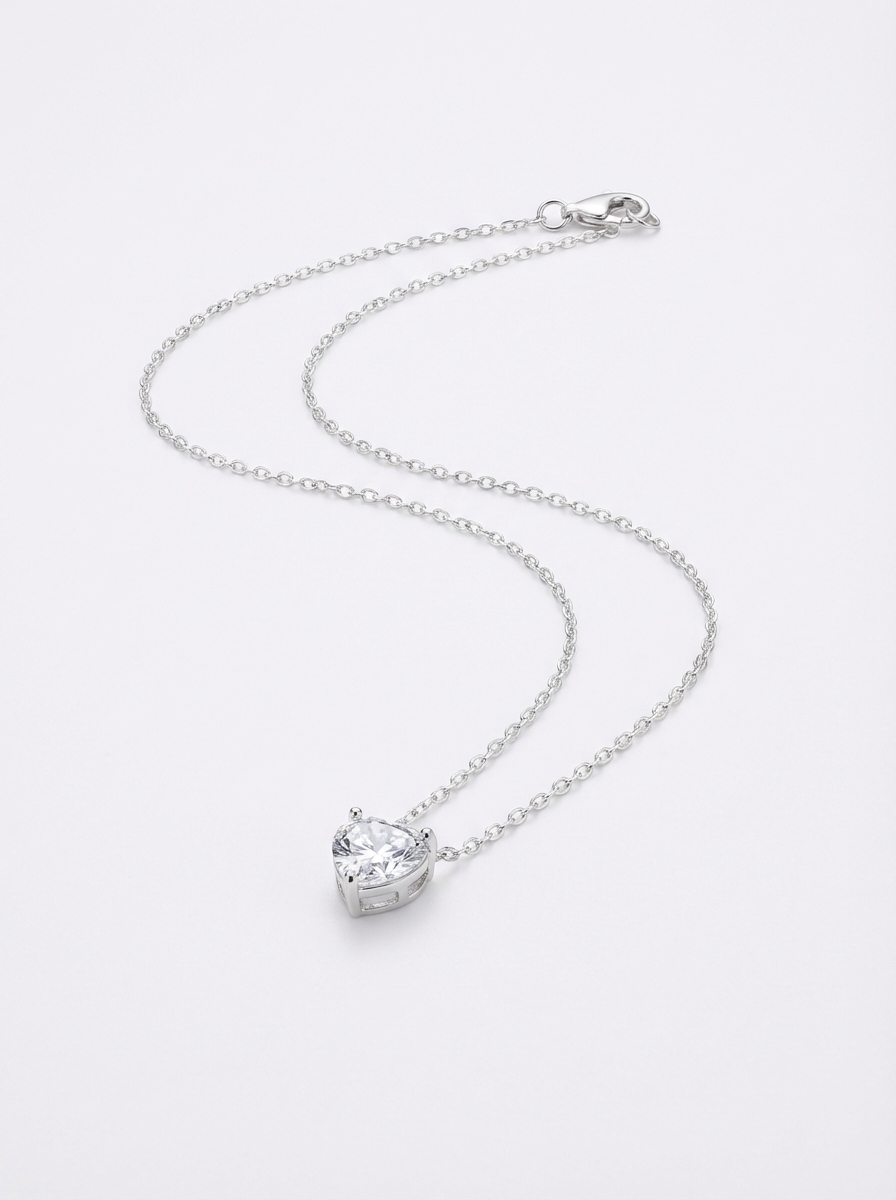 Cadena corazón cubic blanco