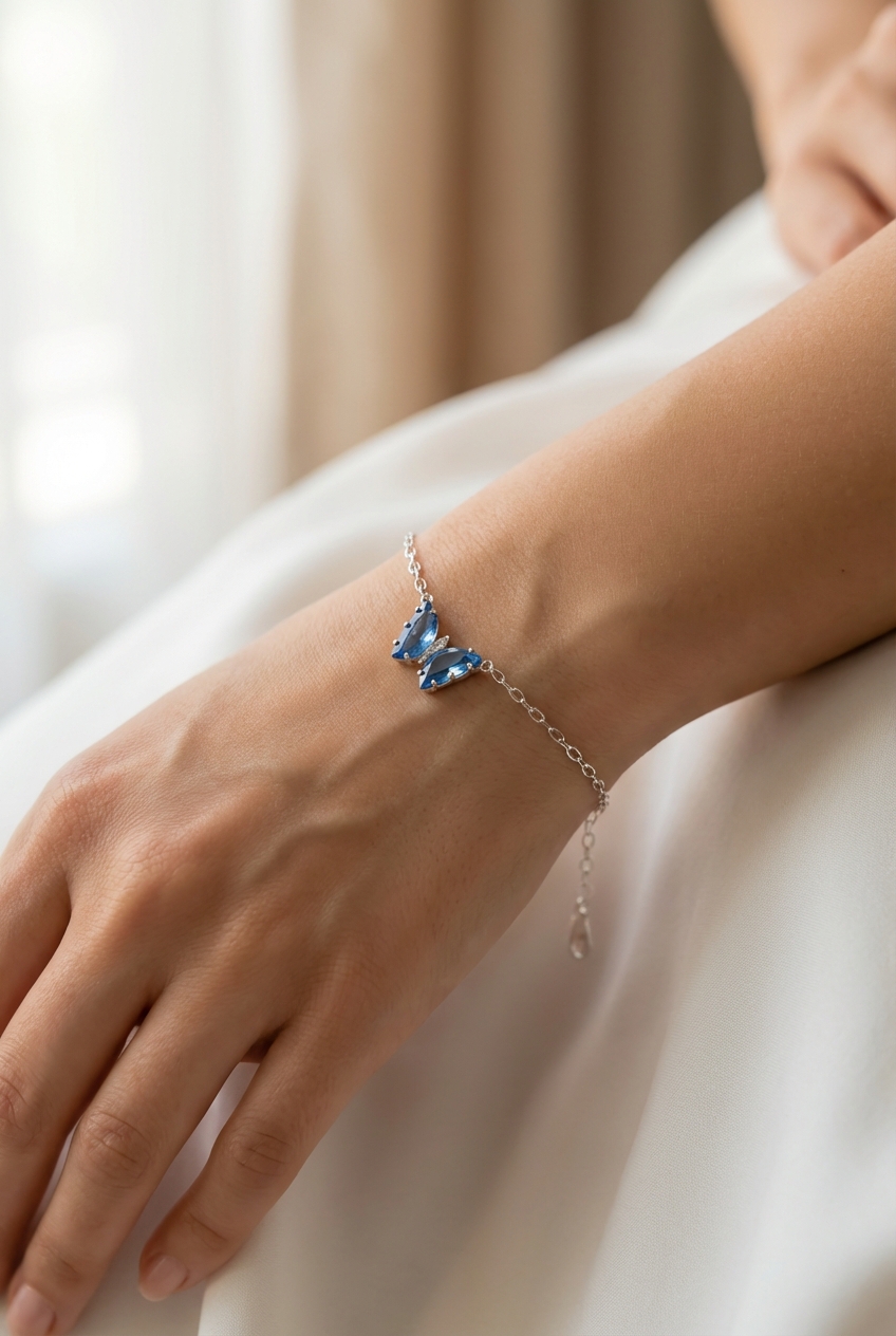 Pulsera mariposa cristal azul - Miniatura 2