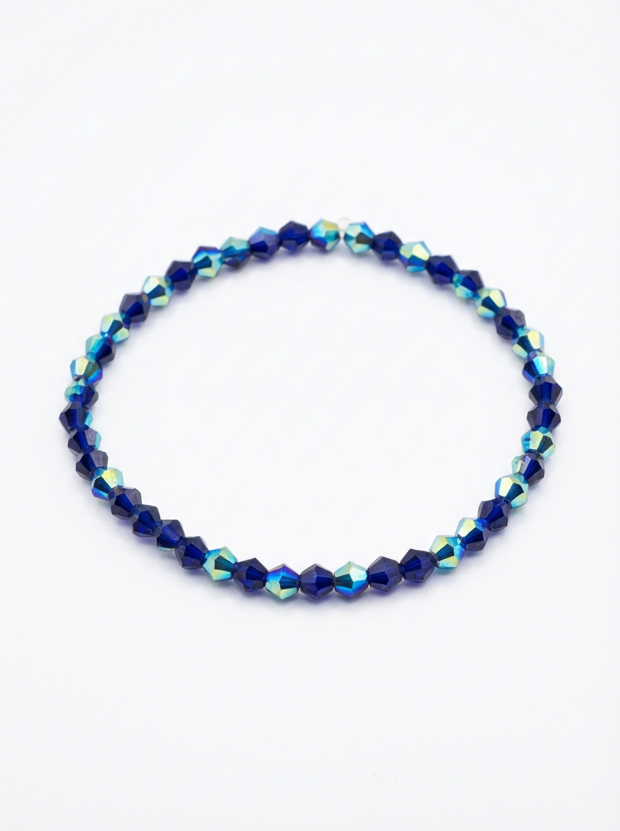 Pulsera cristal azul tornasolado elástica