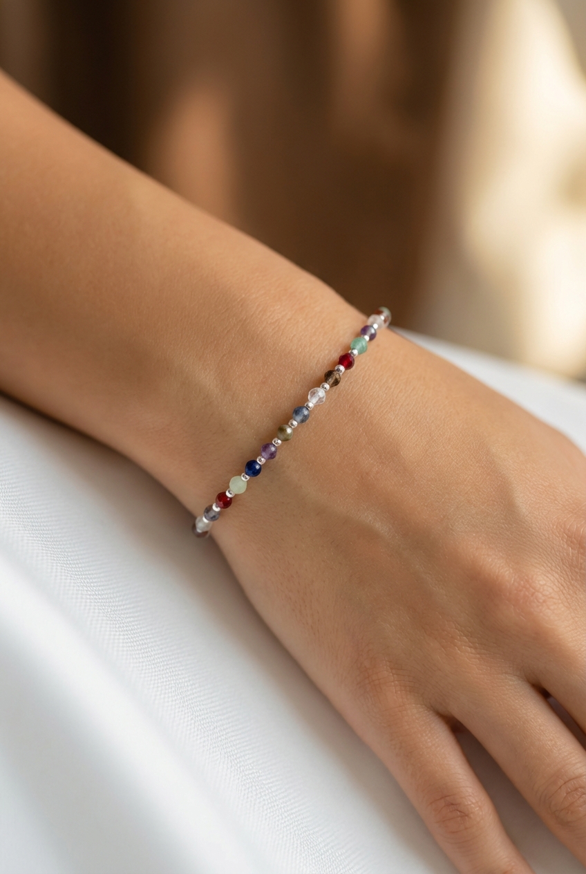 Pulsera cristal con Plata tonos tierra - Miniatura 2