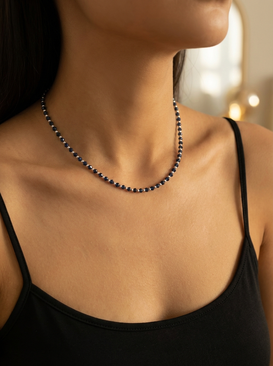 Cadena chocker cristal azul oscuro - Miniatura 2