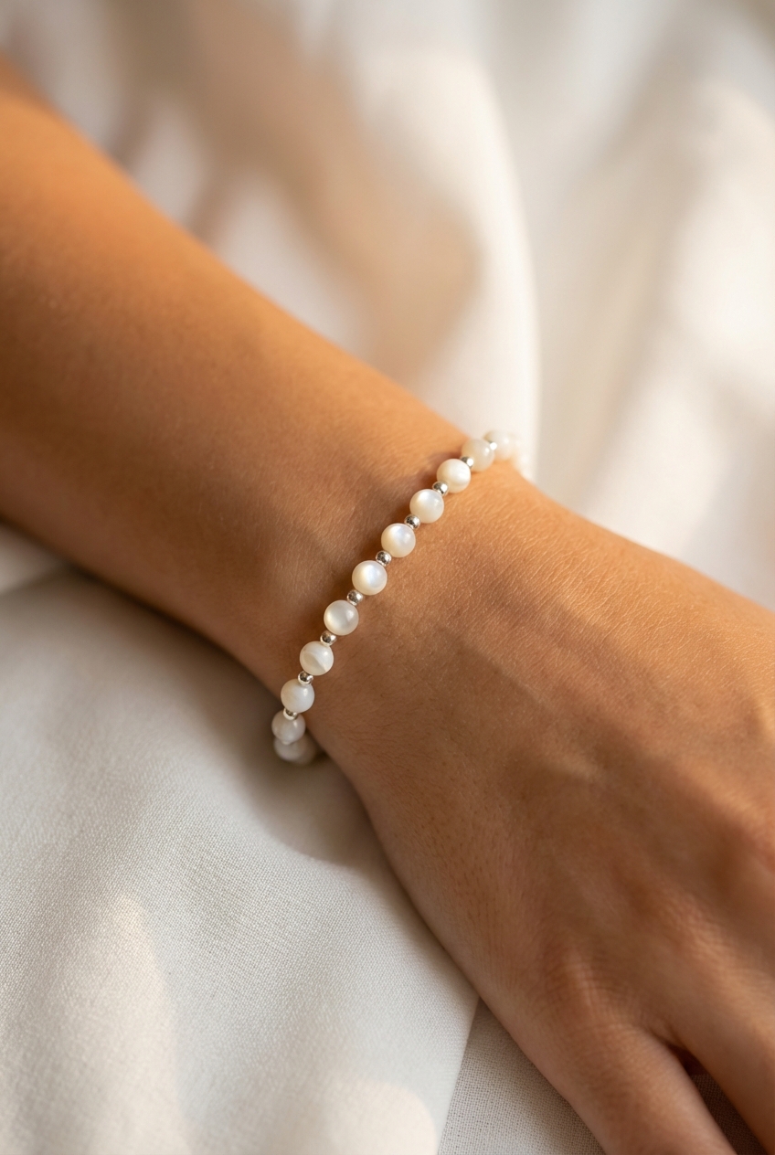 Pulsera Nácar bolas blancas - Miniatura 2