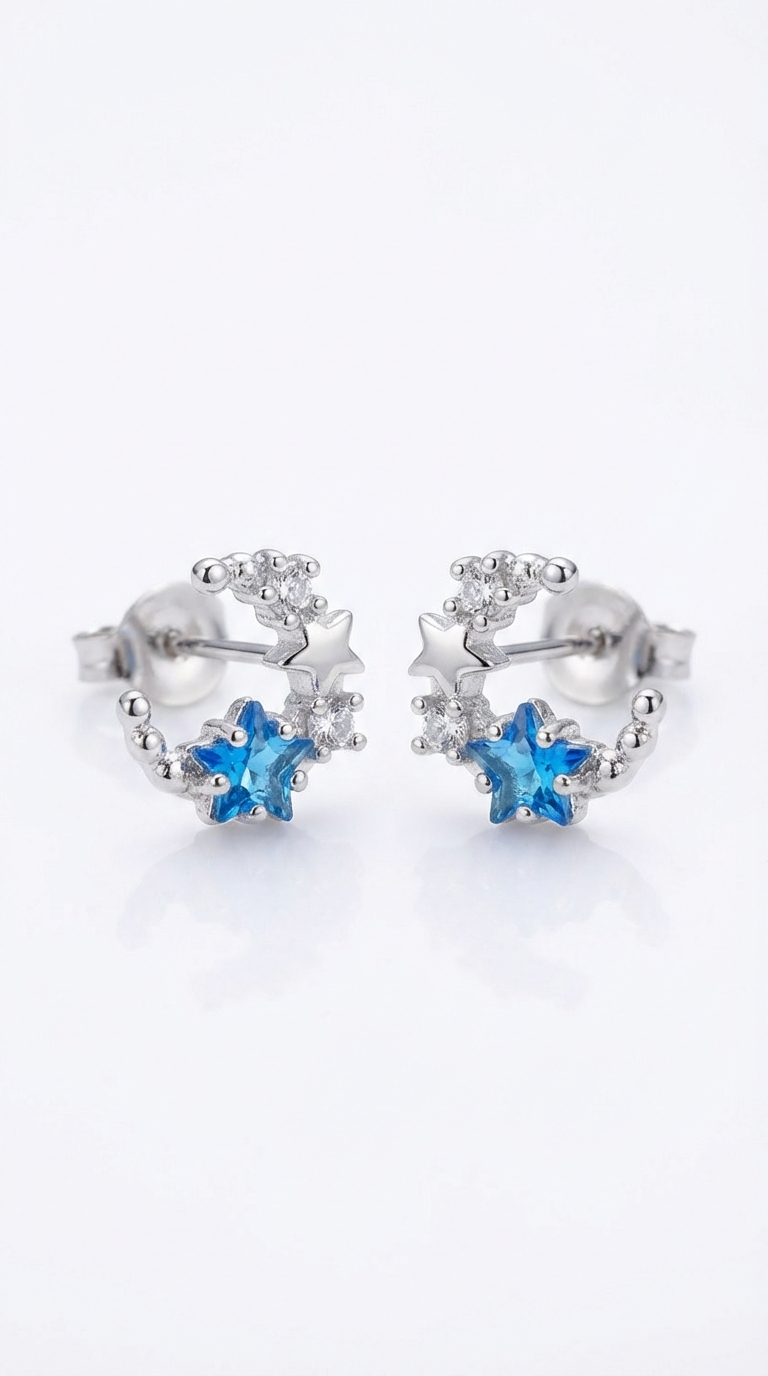 Aros pasantes luna y estrella