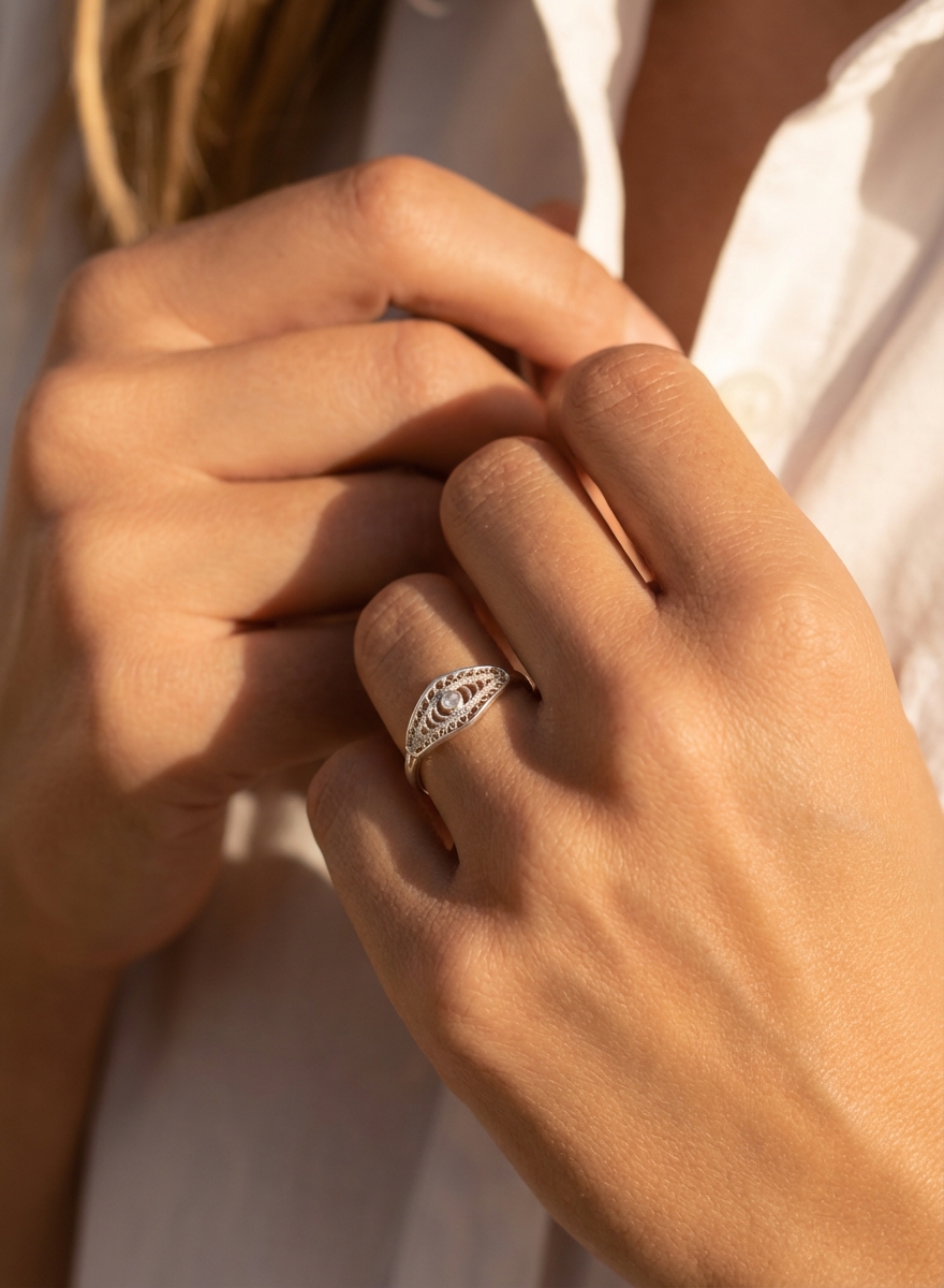 Anillo liso en forma de ojo - Miniatura 2