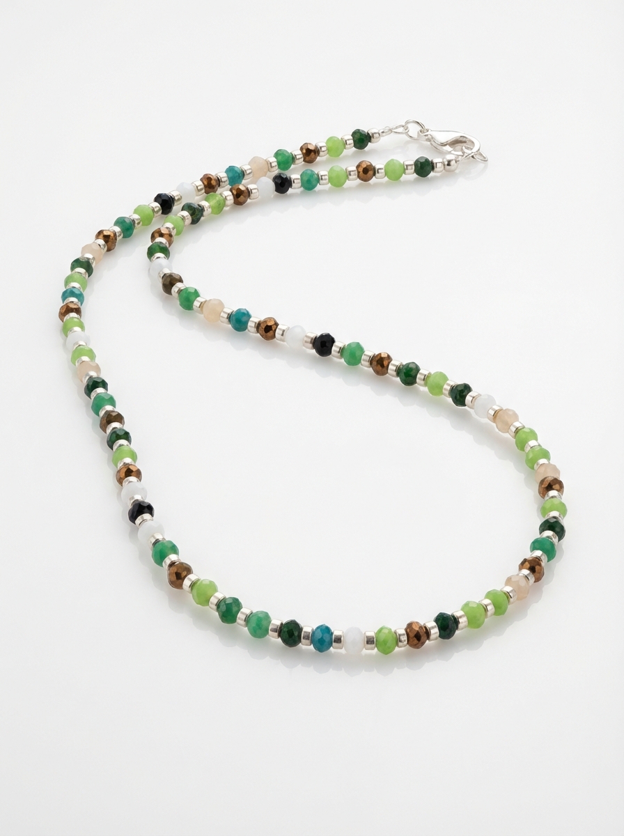 Cadena chocker Cristal tonos verdes y marrones