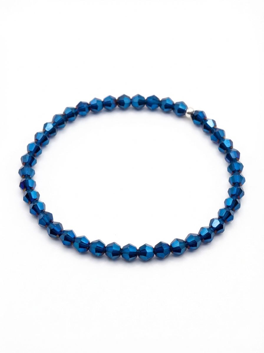 Pulsera cristal azul brillante elástica