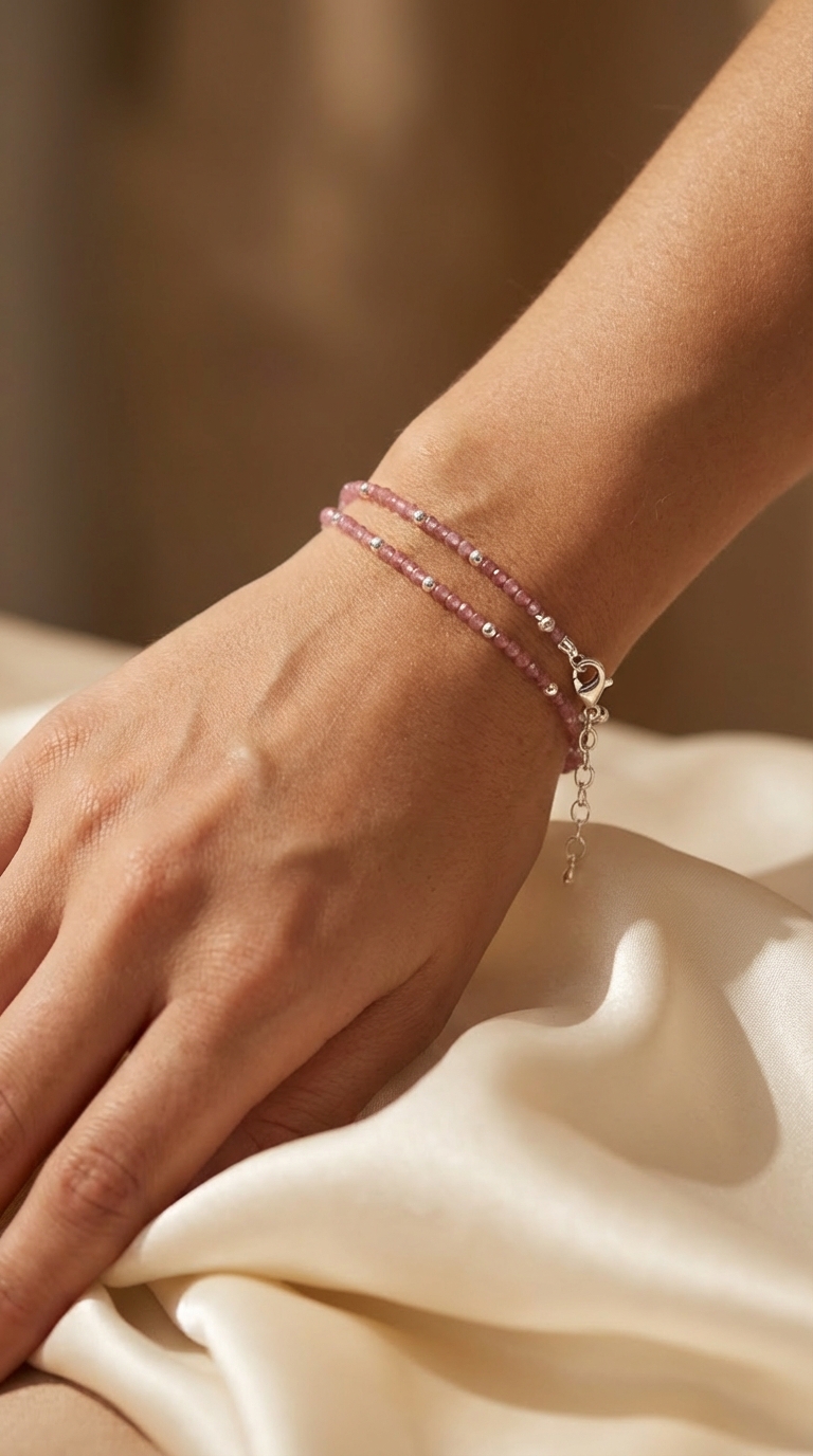 Pulsera Cuarzo Rosa y Plata925 - Miniatura 2