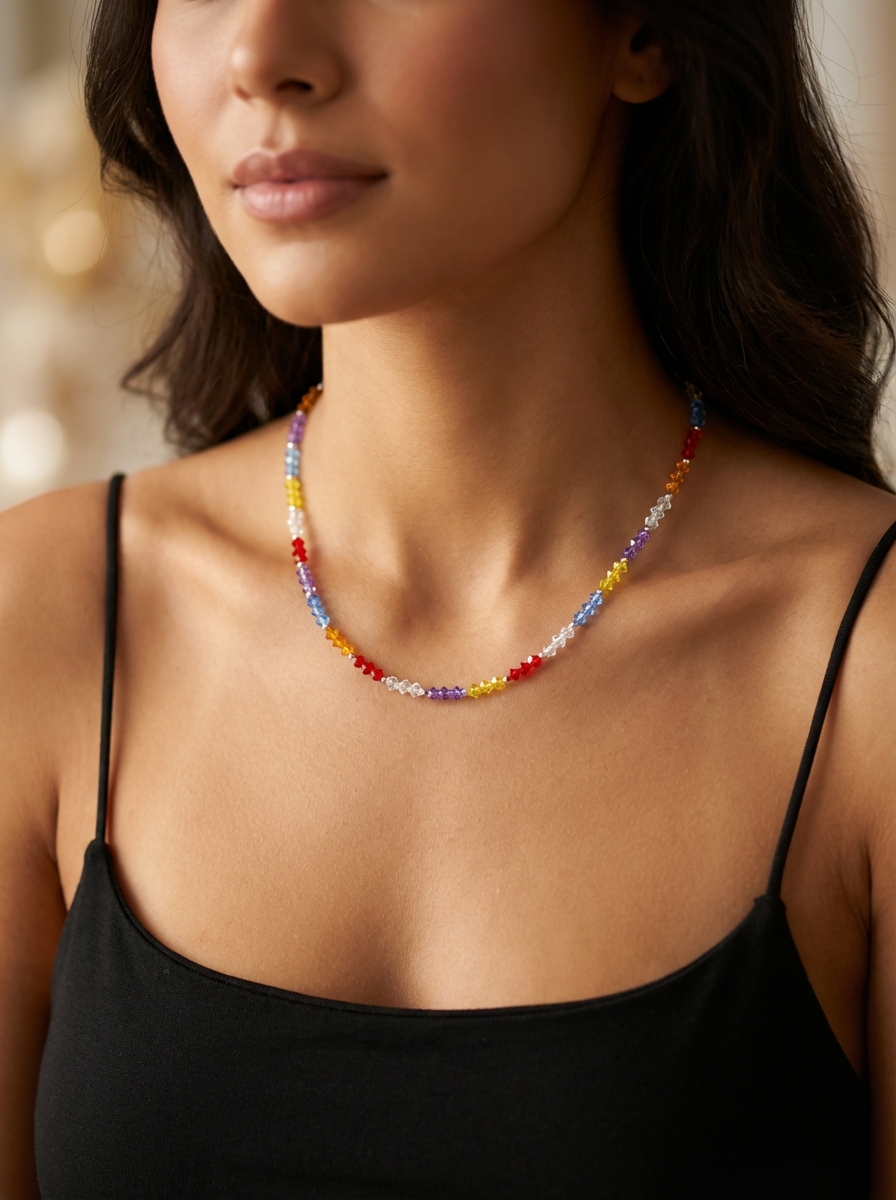 Cadena chocker cristal color