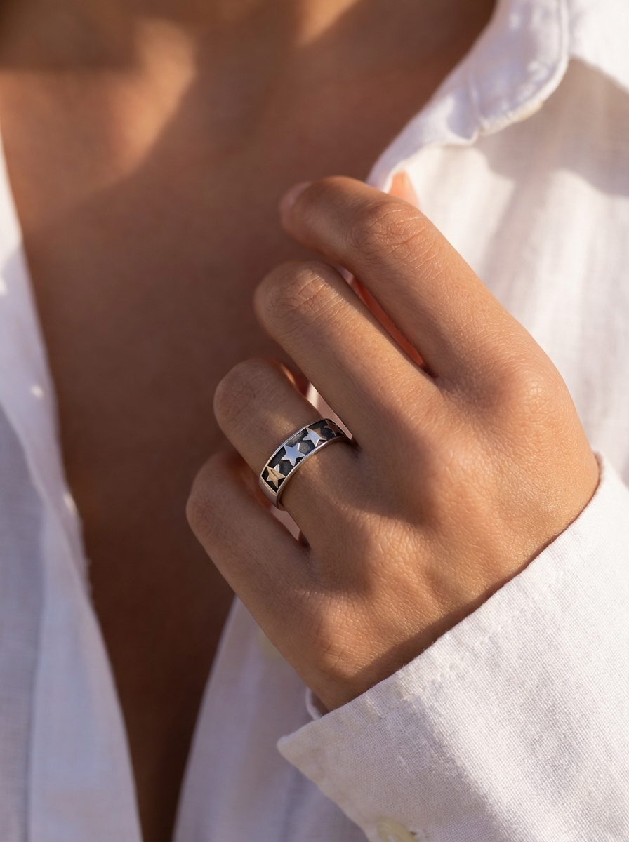 Anillo cinta con estrellas - Miniatura 2