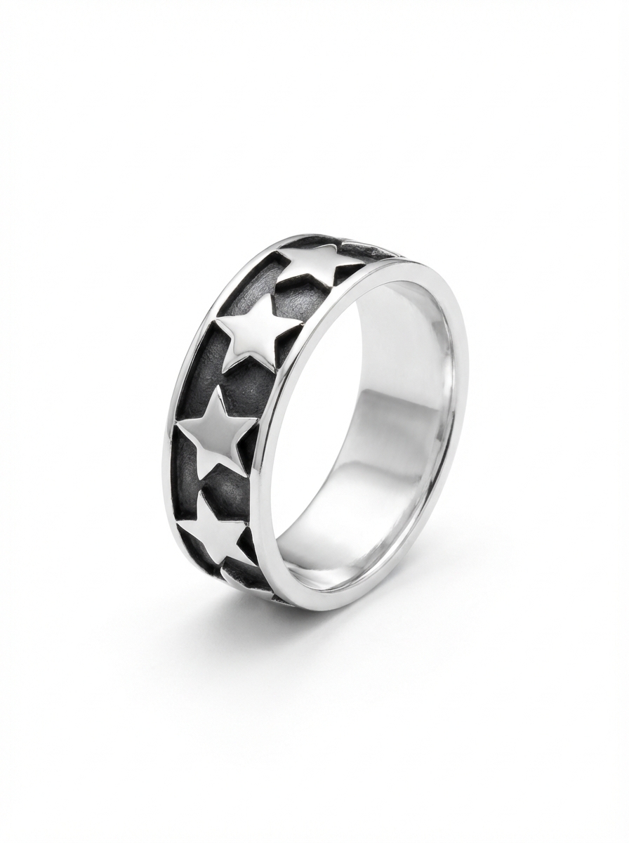 Anillo cinta con estrellas
