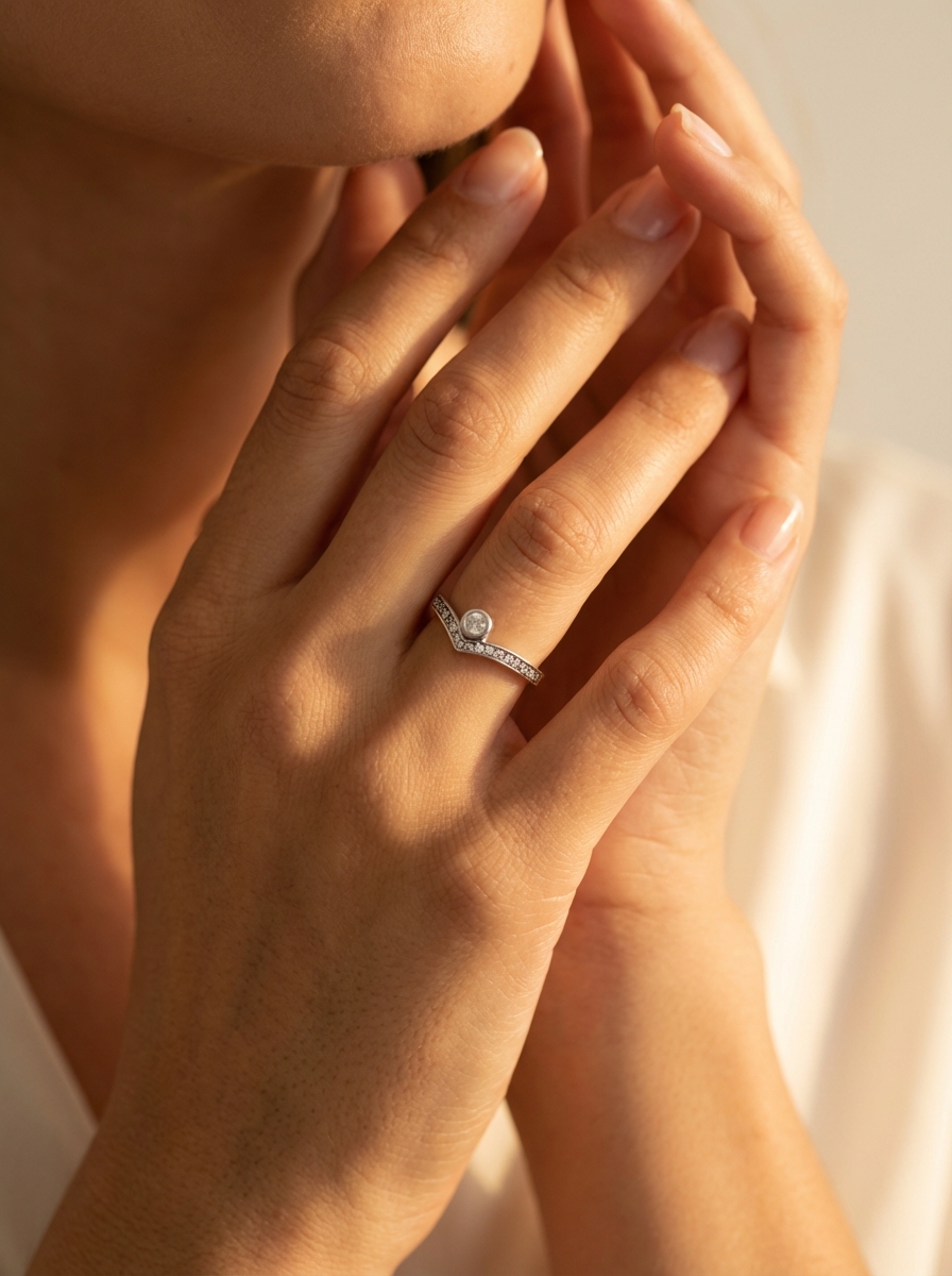 Anillo V cubic Rodinado - Miniatura 2