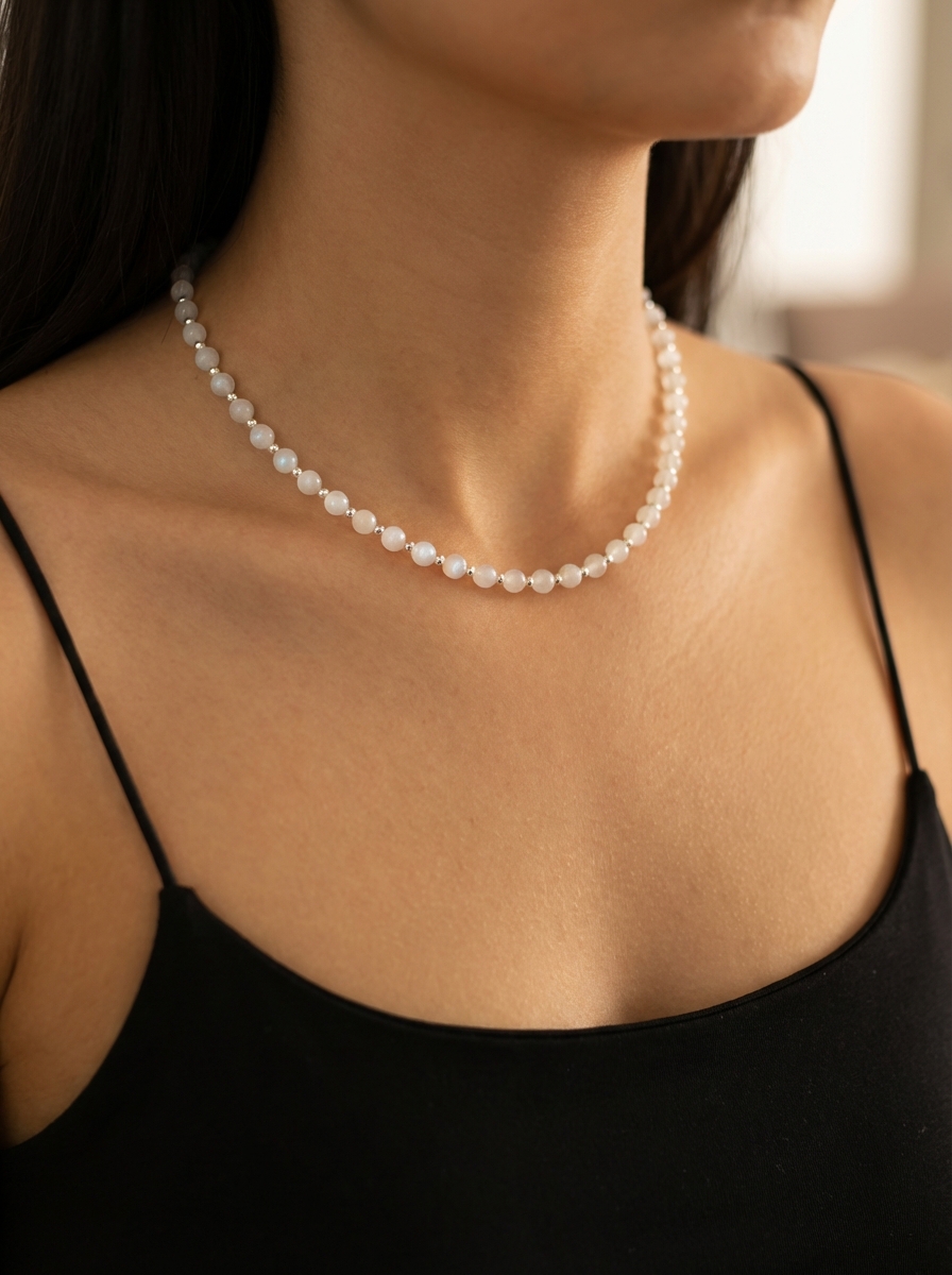 Cadena chocker Piedras Naturales Piedra Lunar - Miniatura 2