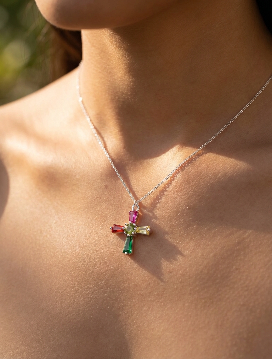 Cadena Cruz color - Miniatura 2