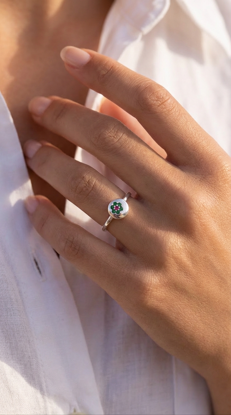 Anillo floral verde - Miniatura 2