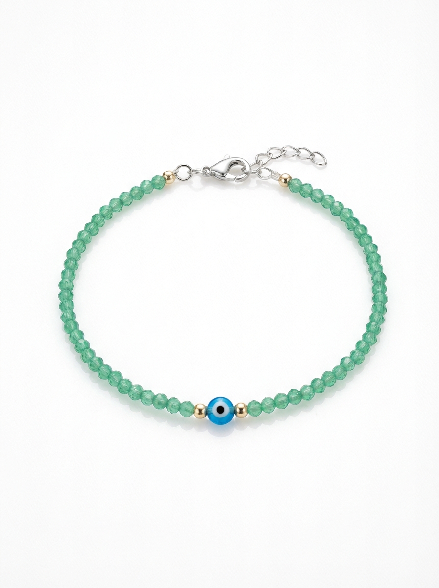 Pulsera cristal verde con ojo