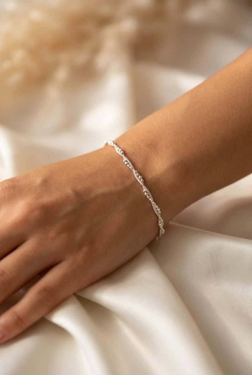 Pulsera trenzada con bolitas - Miniatura 2