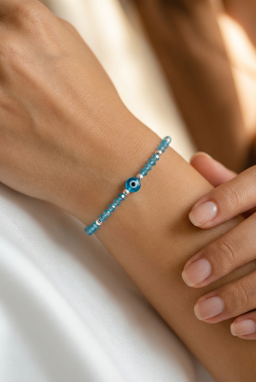 Pulsera cristal celeste ojo - Miniatura 2
