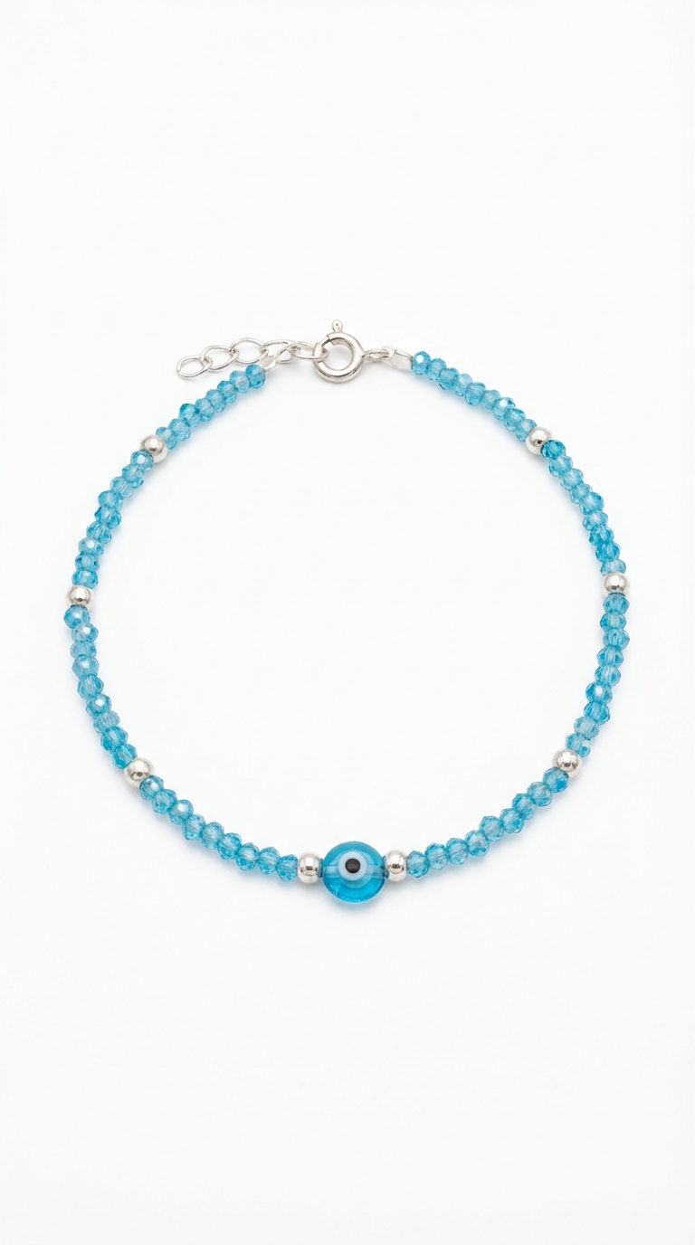 Pulsera cristal celeste ojo