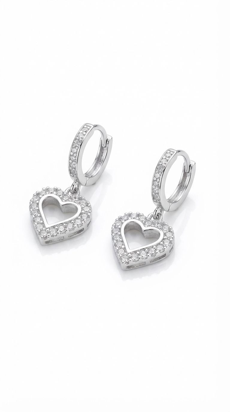 Aros corazón brillo