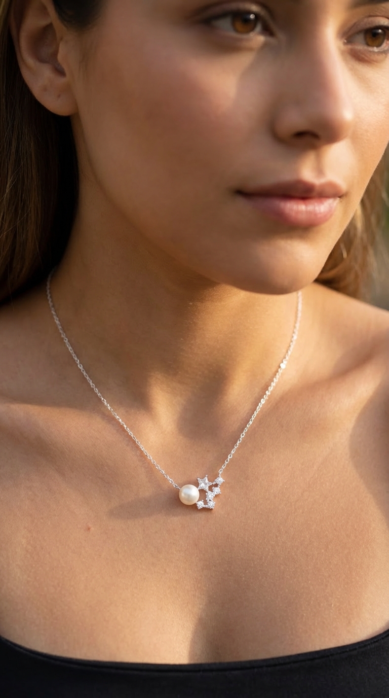 Cadena Perla y estrella Brillo - Miniatura 2