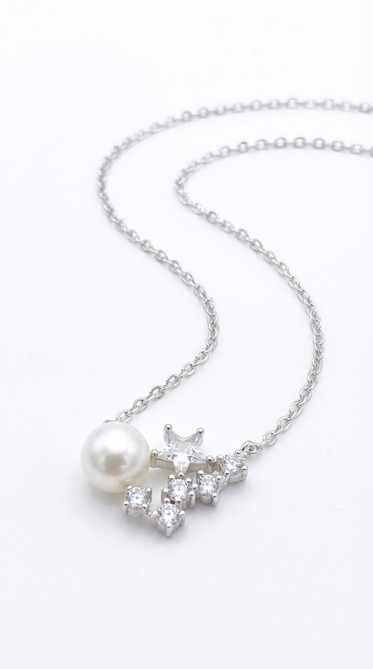 Cadena Perla y estrella Brillo