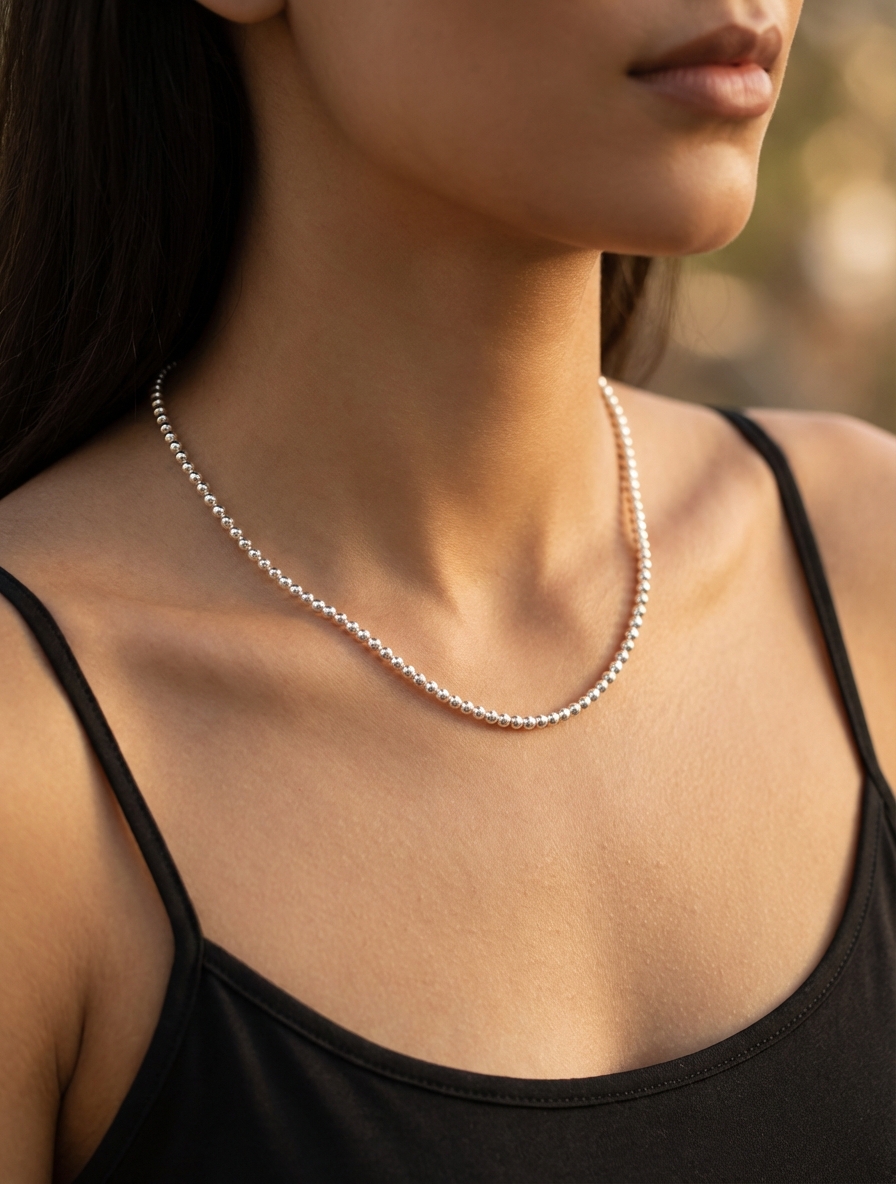 Cadena chocker Bolas de Plata - Miniatura 2