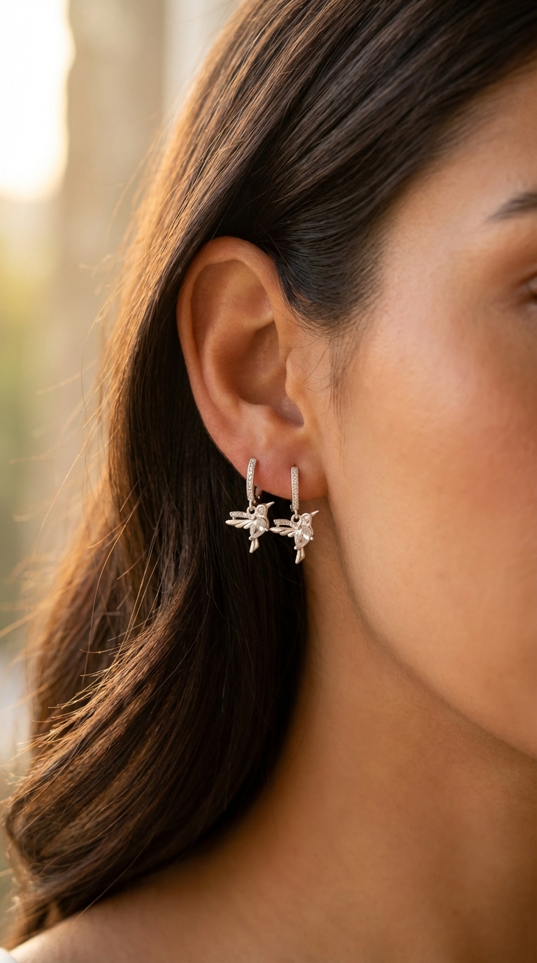 Aros colibrí blanco - Miniatura 2