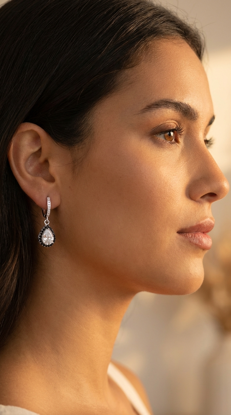 Aros Cristal con micropave en bordes negros - Miniatura 2