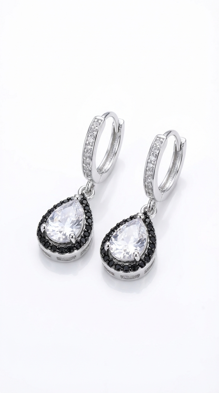 Aros Cristal con micropave en bordes negros