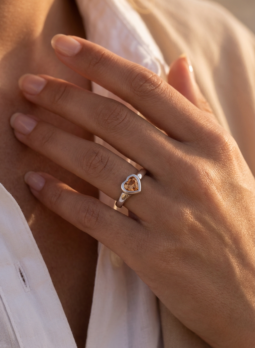 Anillo corazón ámbar - Miniatura 2