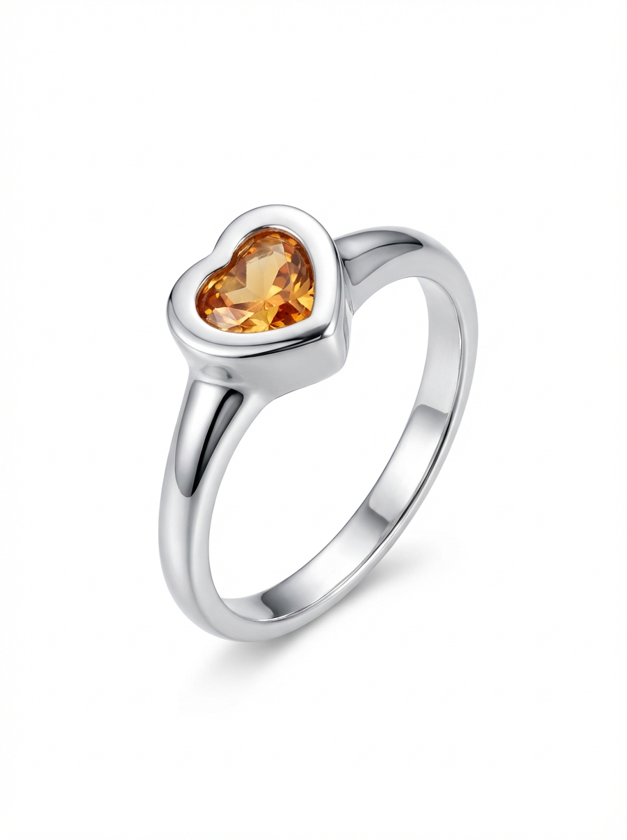 Anillo corazón ámbar
