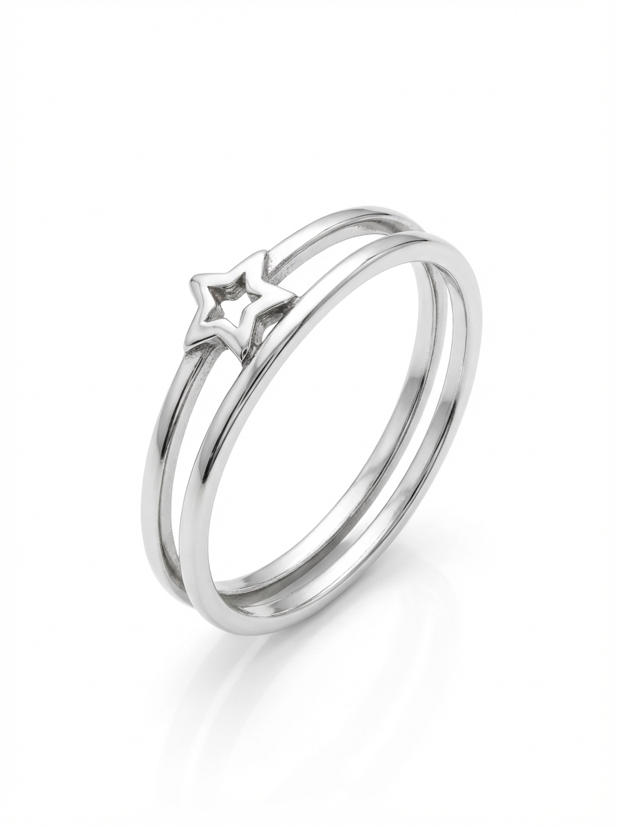 Anillo liso doble con estrella